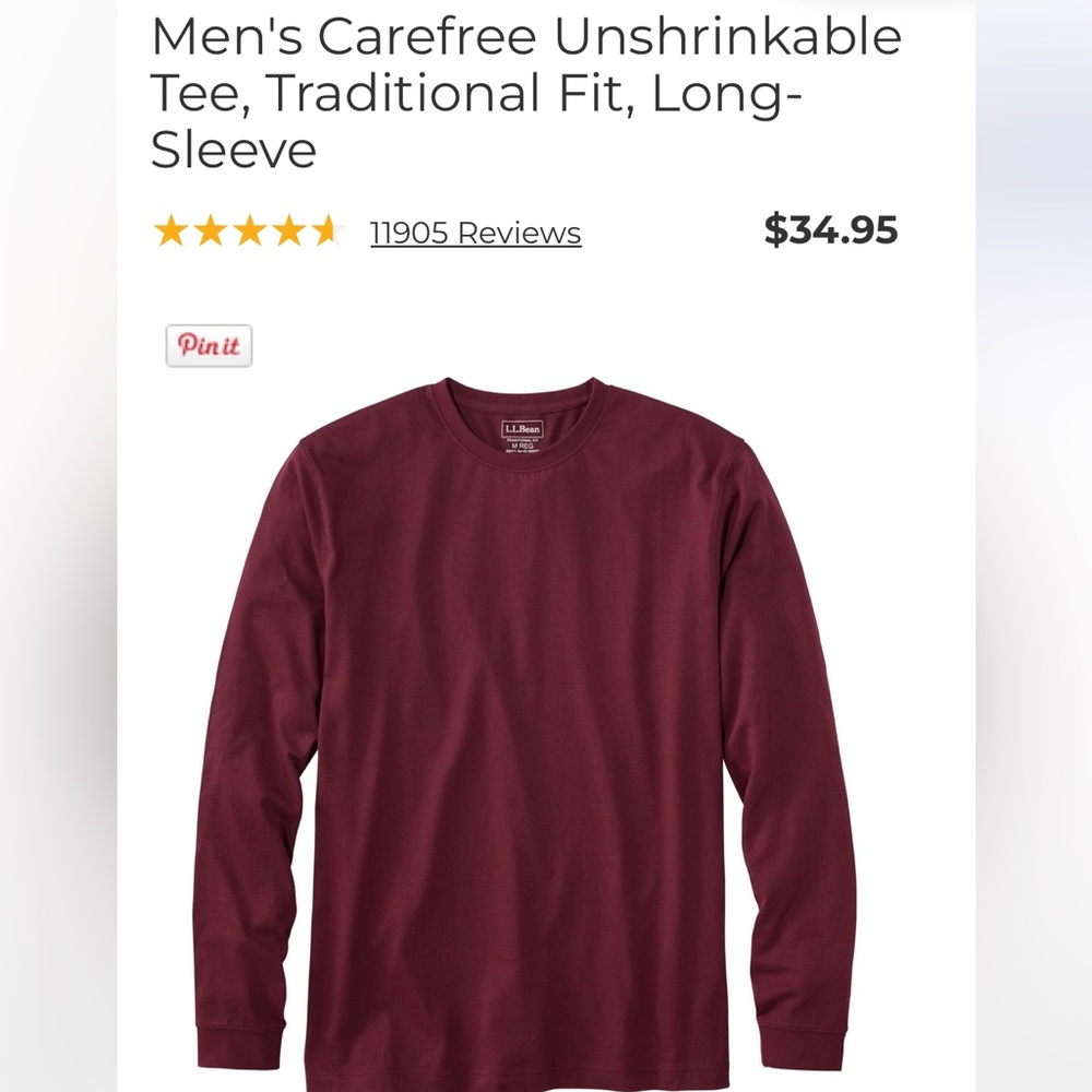 NWOT L.L. Bean Men's Long Sleeve Tee